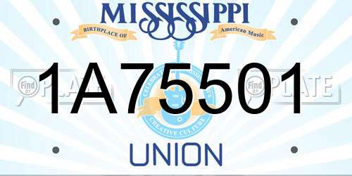 1A75501 Mississippi License Plate