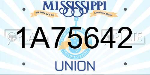 1A75642 Mississippi License Plate