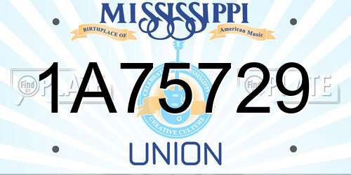 1A75729 Mississippi License Plate