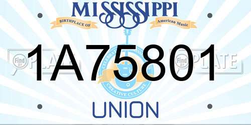 1A75801 Mississippi License Plate