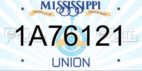 1A76121 Mississippi License Plate