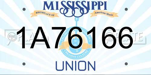 1A76166 Mississippi License Plate