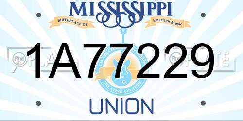 1A77229 Mississippi License Plate
