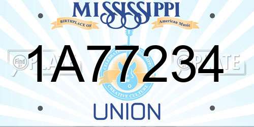 1A77234 Mississippi License Plate