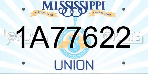 1A77622 Mississippi License Plate