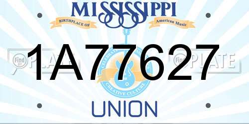 1A77627 Mississippi License Plate