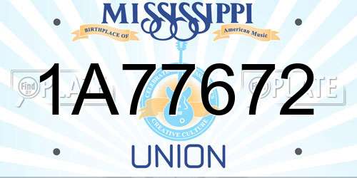 1A77672 Mississippi License Plate