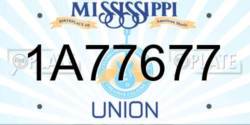 1A77677 Mississippi License Plate