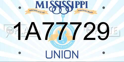 1A77729 Mississippi License Plate