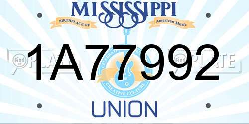 1A77992 Mississippi License Plate