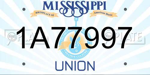 1A77997 Mississippi License Plate