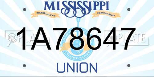1A78647 Mississippi License Plate