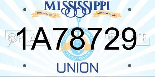 1A78729 Mississippi License Plate