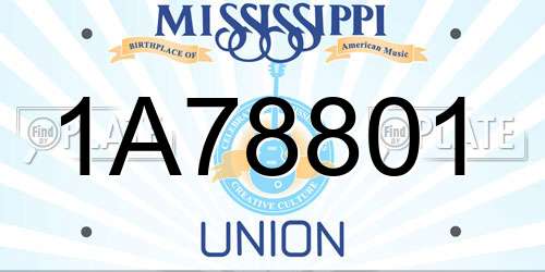 1A78801 Mississippi License Plate