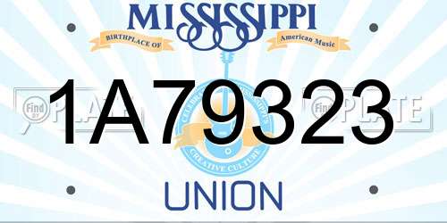 1A79323 Mississippi License Plate