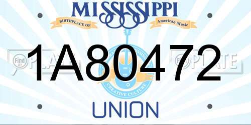1A80472 Mississippi License Plate