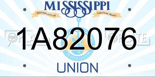 1A82076 Mississippi License Plate