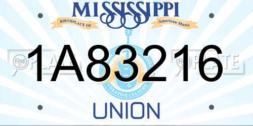 1A83216 Mississippi License Plate