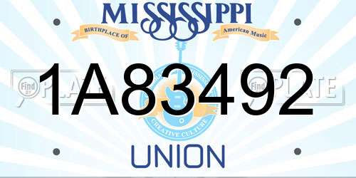 1A83492 Mississippi License Plate