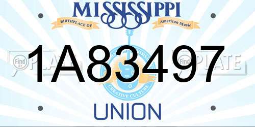 1A83497 Mississippi License Plate