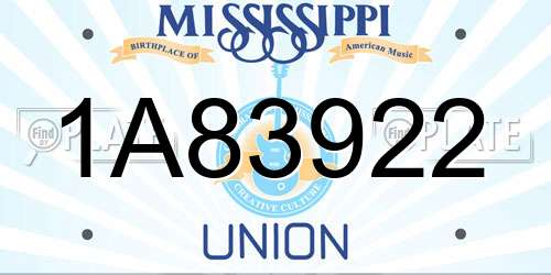 1A83922 Mississippi License Plate