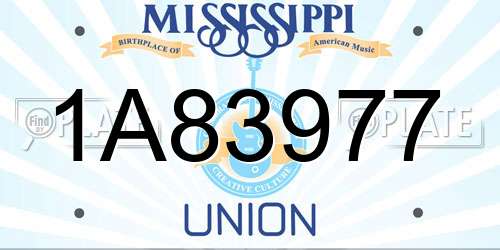 1A83977 Mississippi License Plate