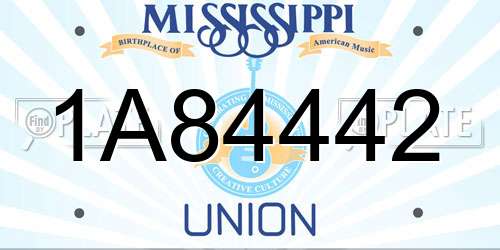 1A84442 Mississippi License Plate