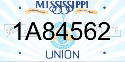1A84562 Mississippi License Plate