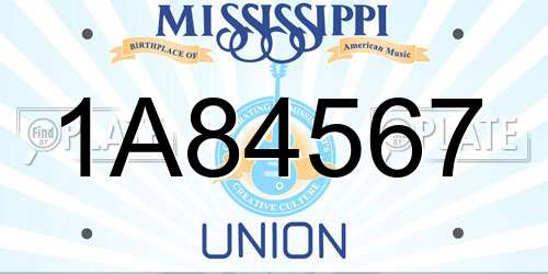 1A84567 Mississippi License Plate