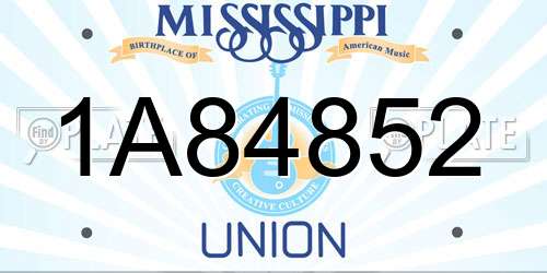 1A84852 Mississippi License Plate