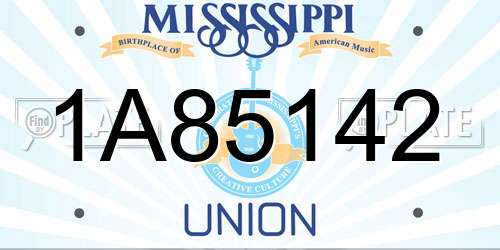 1A85142 Mississippi License Plate