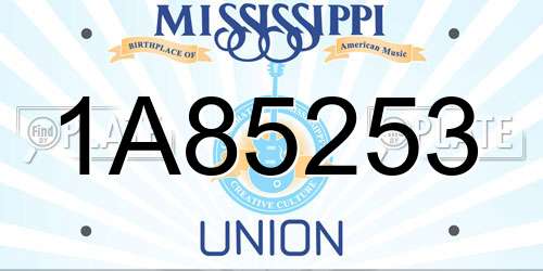 1A85253 Mississippi License Plate