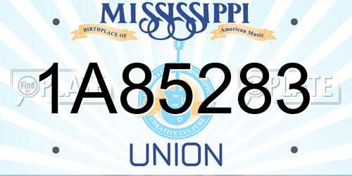 1A85283 Mississippi License Plate