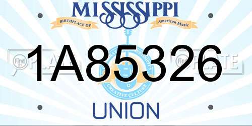 1A85326 Mississippi License Plate
