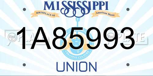 1A85993 Mississippi License Plate