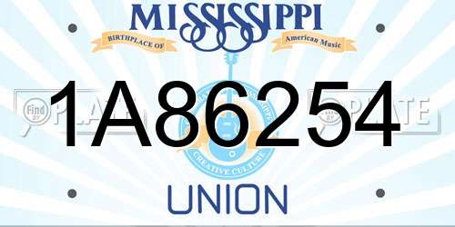 1A86254 Mississippi License Plate