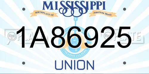 1A86925 Mississippi License Plate