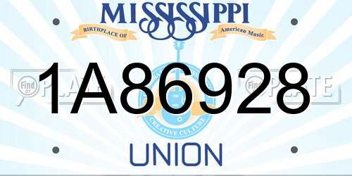 1A86928 Mississippi License Plate