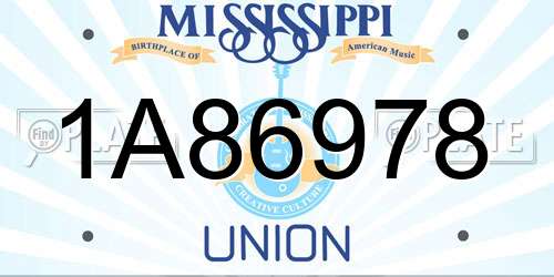 1A86978 Mississippi License Plate