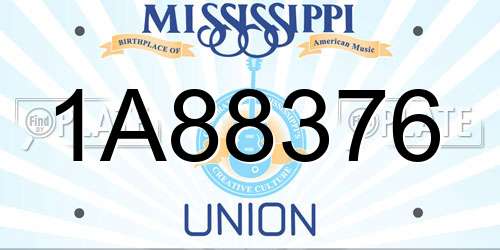 1A88376 Mississippi License Plate