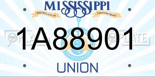 1A88901 Mississippi License Plate