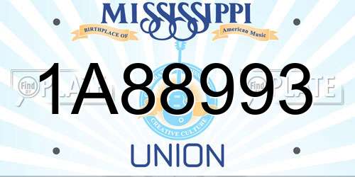 1A88993 Mississippi License Plate