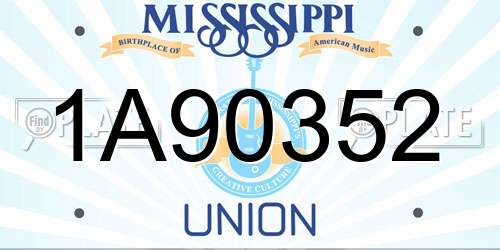 1A90352 Mississippi License Plate