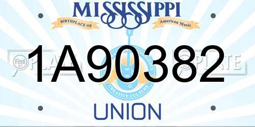 1A90382 Mississippi License Plate