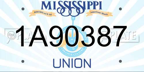 1A90387 Mississippi License Plate