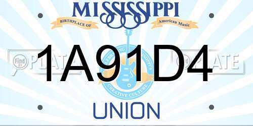 1A91D4 Mississippi License Plate