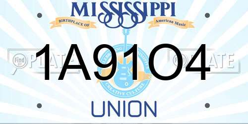 1A91O4 Mississippi License Plate