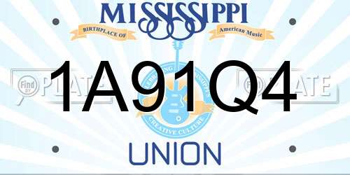 1A91Q4 Mississippi License Plate