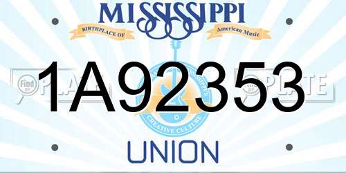 1A92353 Mississippi License Plate