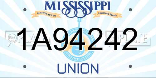 1A94242 Mississippi License Plate